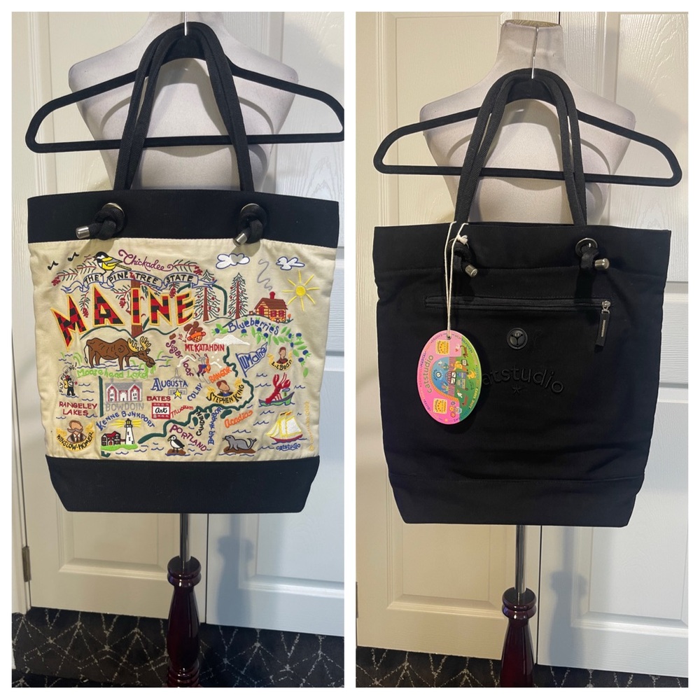 NWT! Catstudio Maine Embroidered Tote Bag